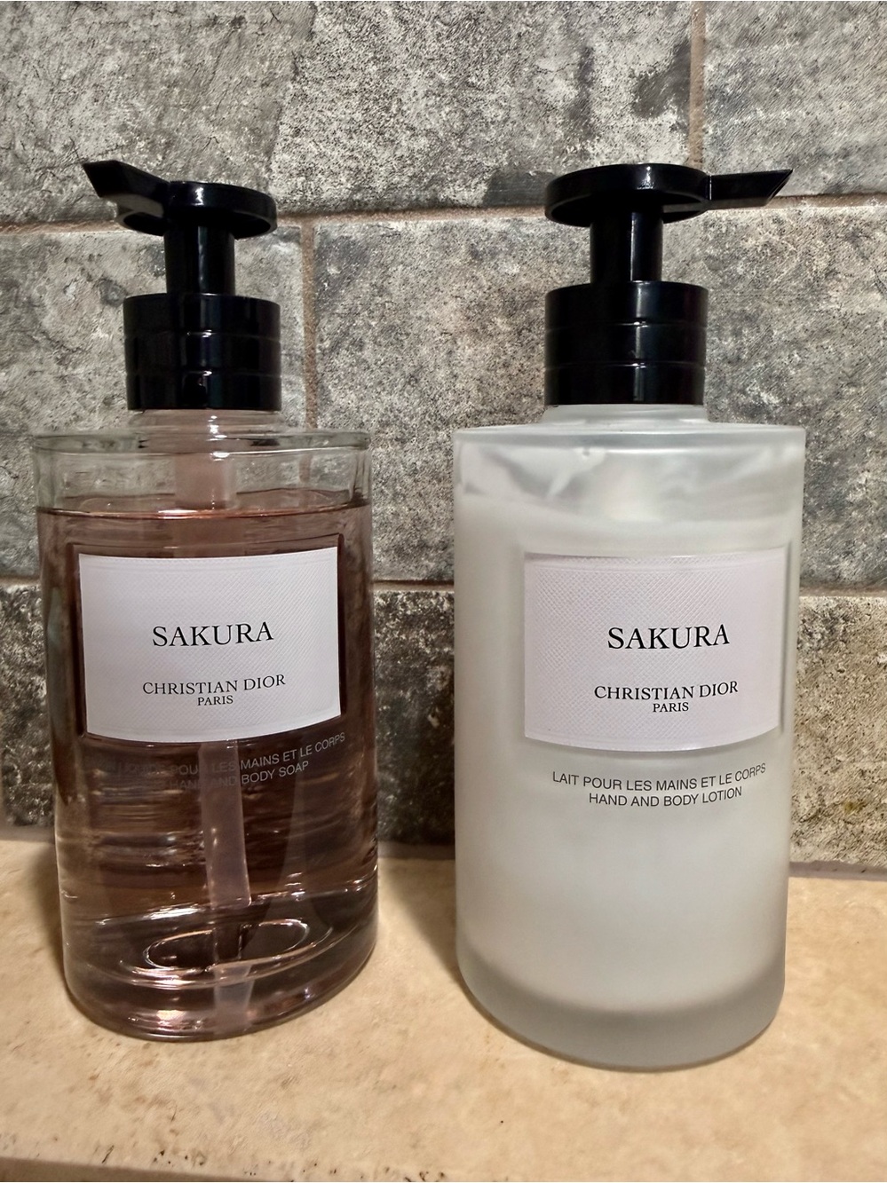 Dior Sakura Hand & Body Set - Pink and White Pump Bottles